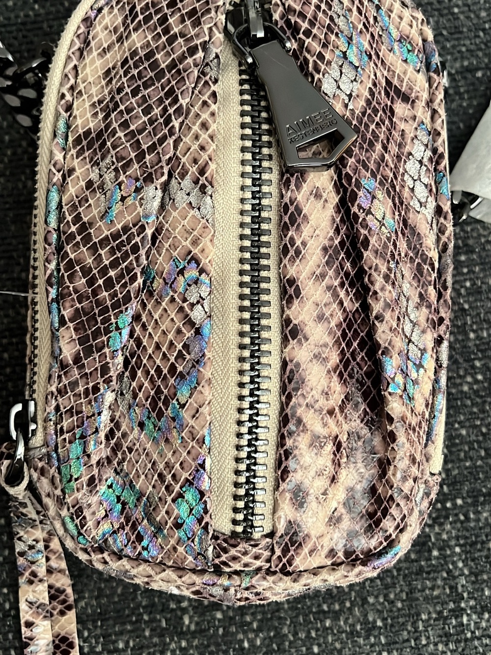 AIMEE KESTENBERG Iridescent Snakeskin Crossbody Bag - Light Mauve